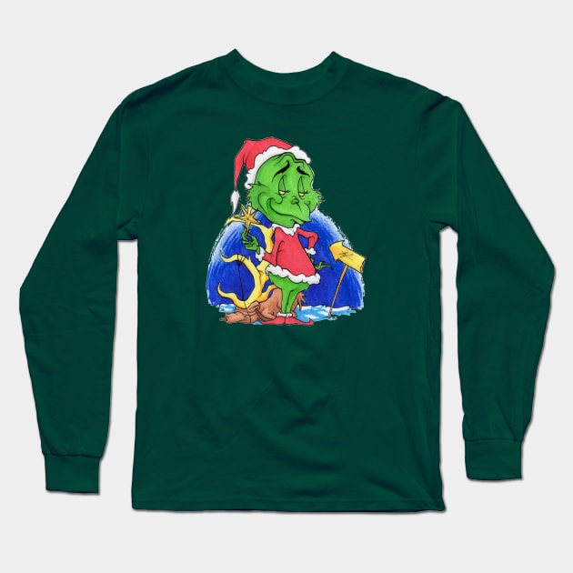 The Grinch Peep Long Sleeve T-Shirt by RevxArt